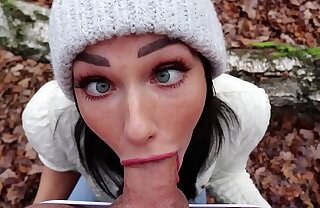 Freckled Teen SUCKS & SWALLOWS in the Woods - Shaiden Heroine
